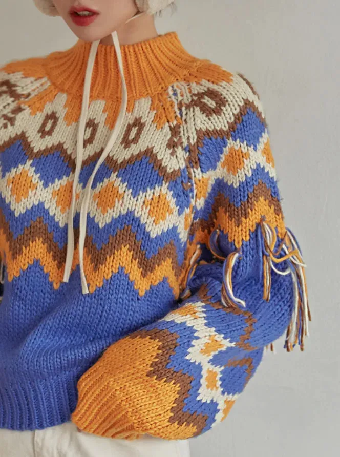 Fair Isle Argyle Chunky Knitted Sweaters