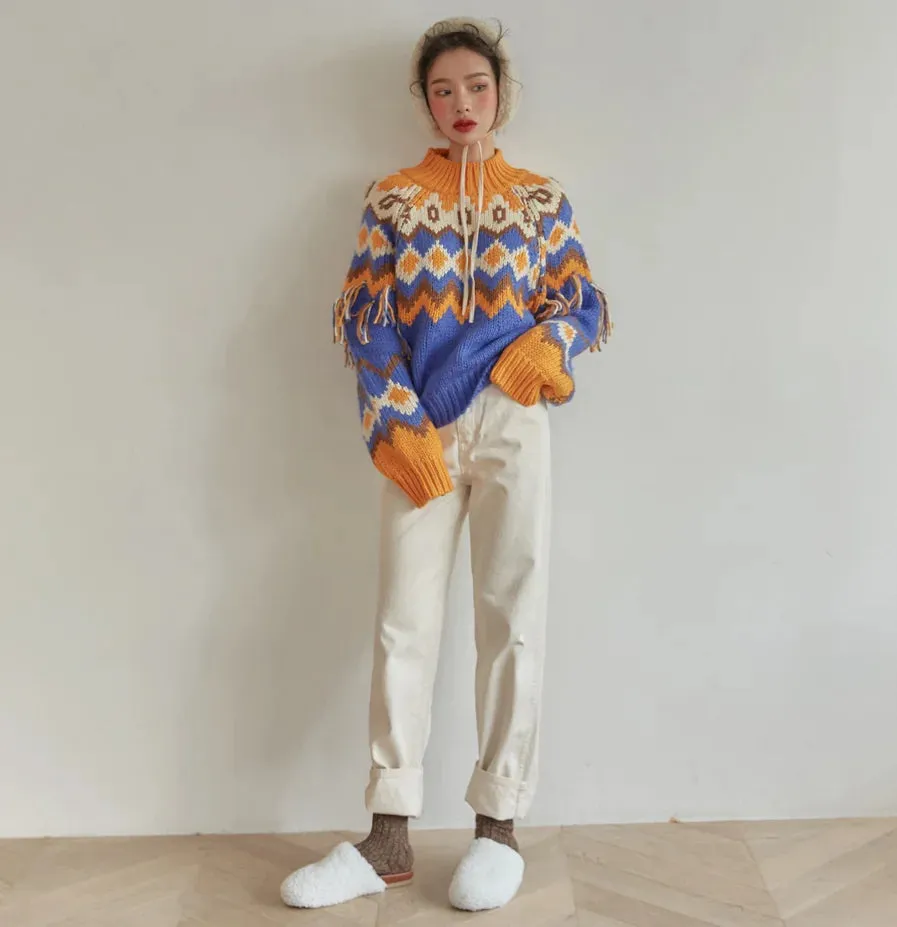Fair Isle Argyle Chunky Knitted Sweaters
