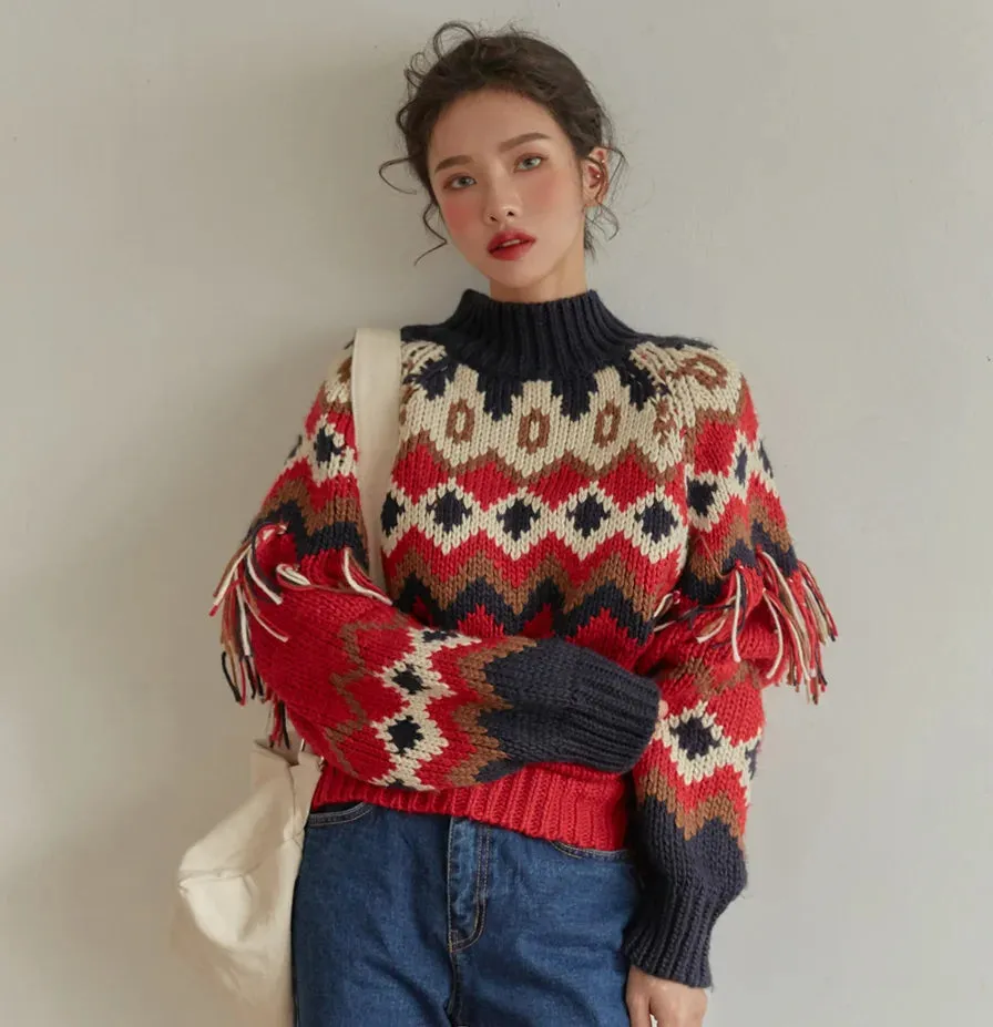 Fair Isle Argyle Chunky Knitted Sweaters