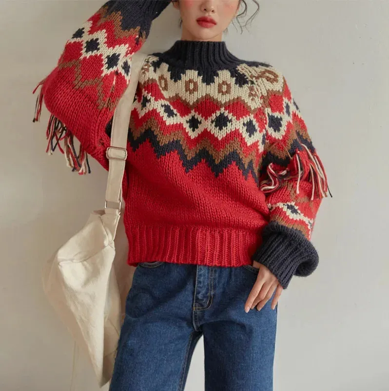 Fair Isle Argyle Chunky Knitted Sweaters