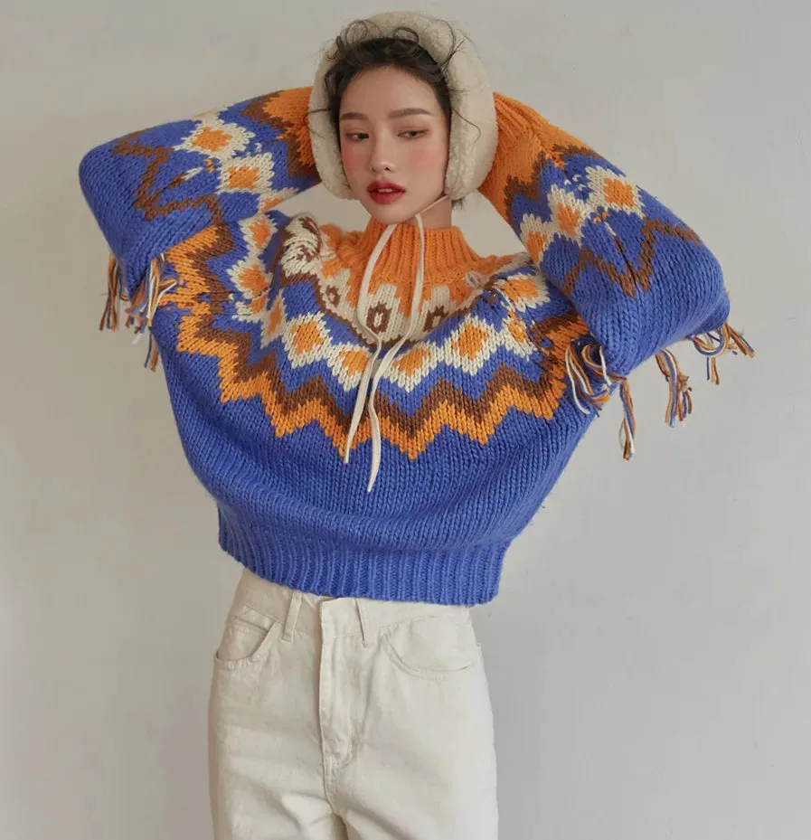 Fair Isle Argyle Chunky Knitted Sweaters