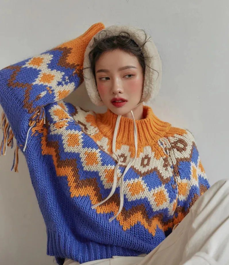 Fair Isle Argyle Chunky Knitted Sweaters