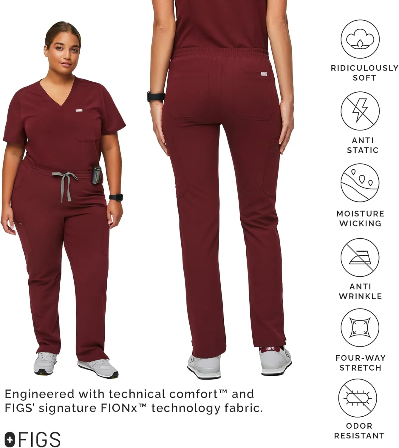 FIGS YOLA Skinny Scrub Pants for Women  Slim Fit, Straight Leg, 11 Pockets 4-Way Stretch, Anti-Wrinkle
