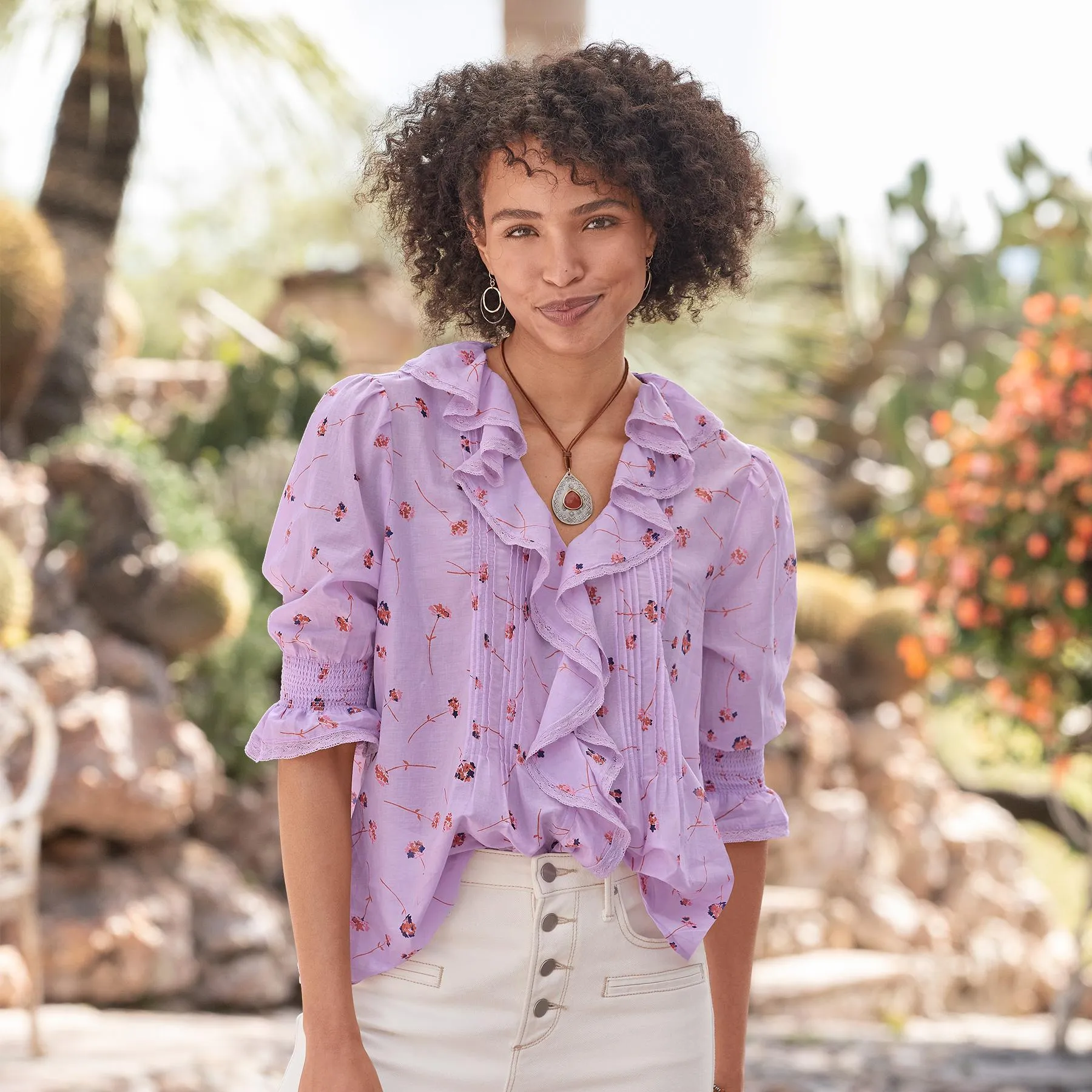 Floral Beatrice Ruffle Top