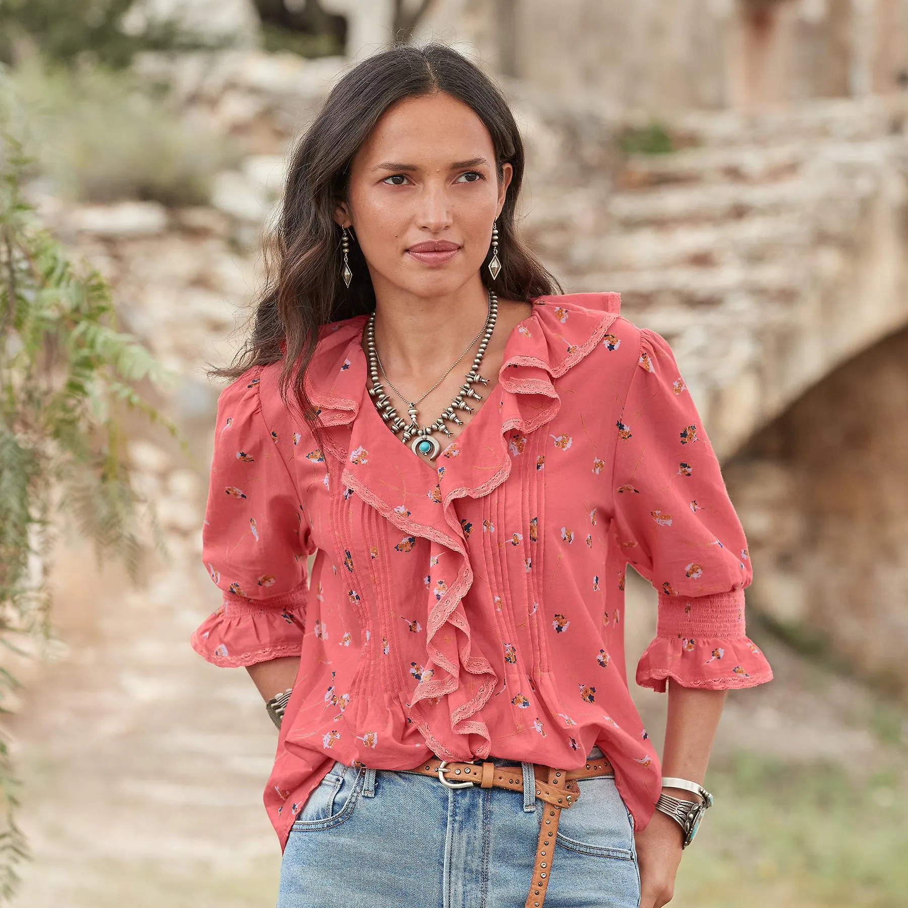 Floral Beatrice Ruffle Top