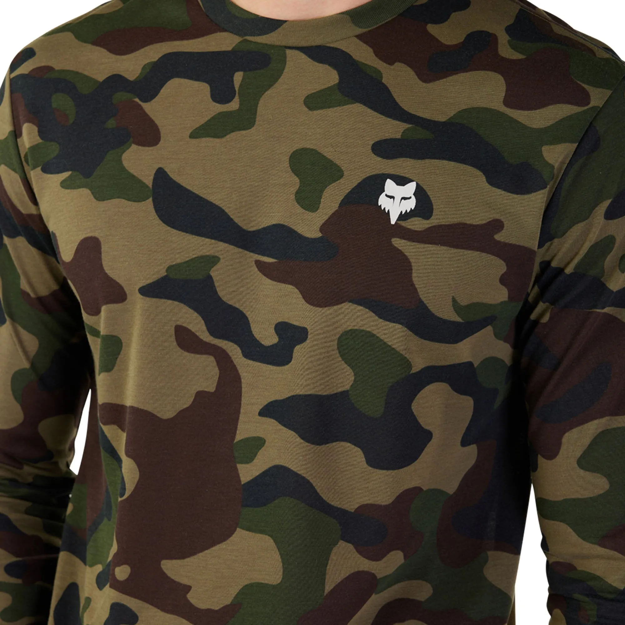 Fox Racing  Mens Fox Head Long Sleeve Tech Tee Camo T-Shirt TruDri Green Camo