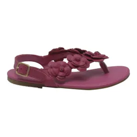 Girls Fuchsia Flower Blossom Accent Buckle Thong Sandals 11-4 Kids
