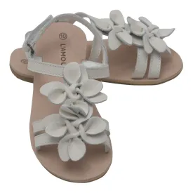 Girls White Flower Blossom Accent Strap Sandals 11-4 Kids