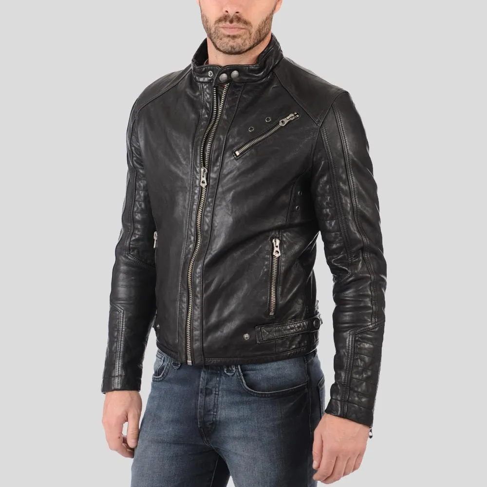 Hector Black Biker Leather Jacket