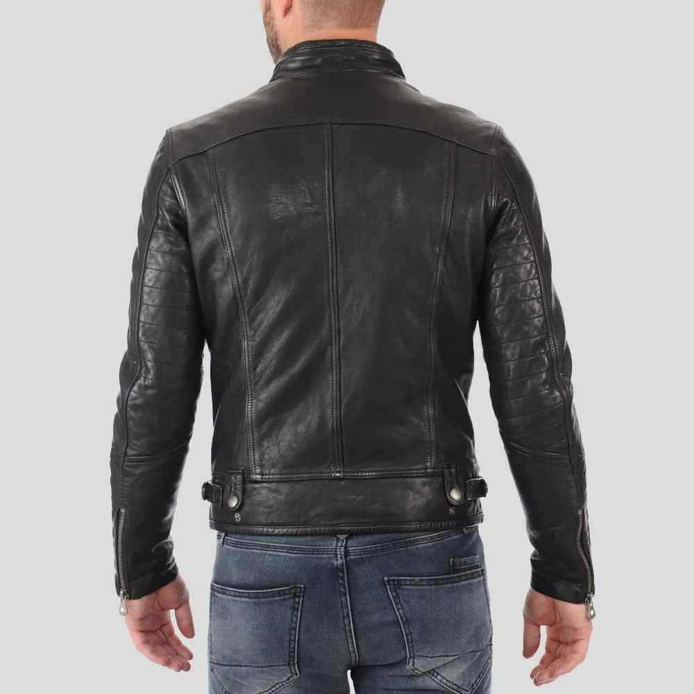 Hector Black Biker Leather Jacket
