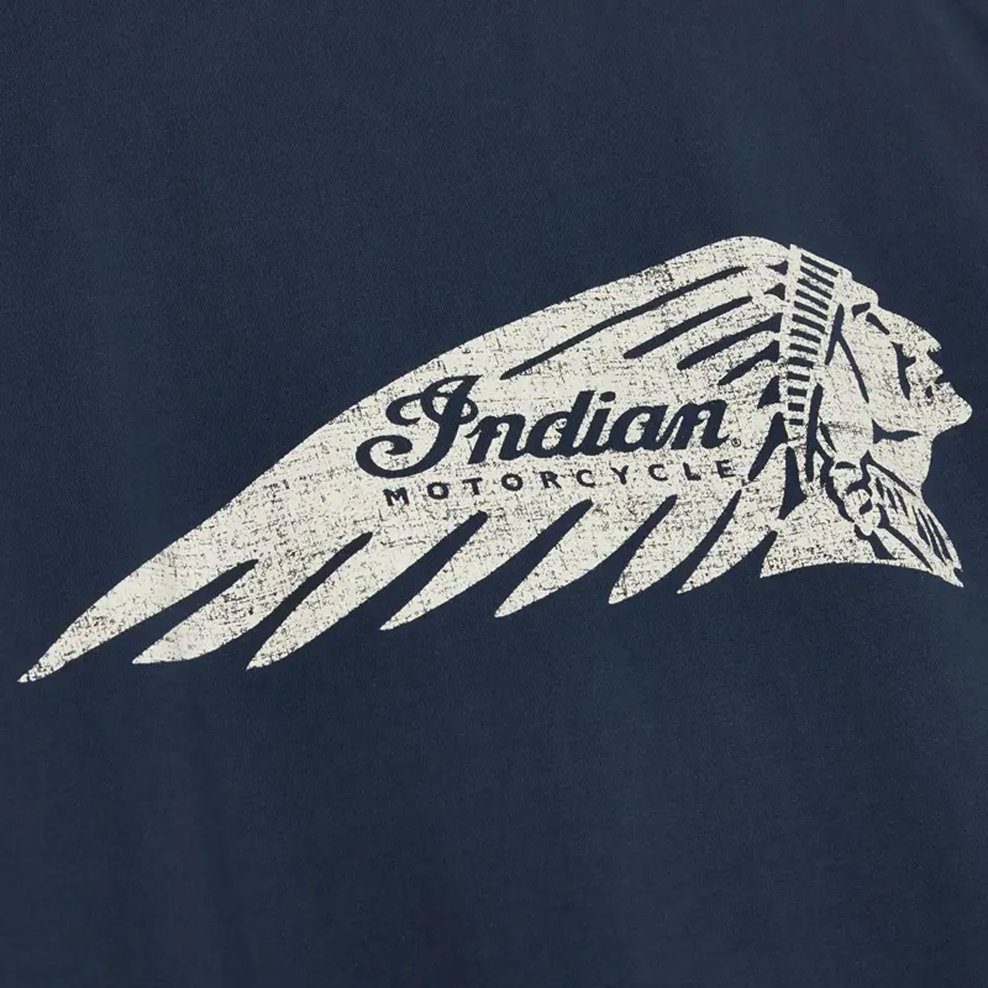 Indian Motorcycle  Mens Faded Headdress T-Shirt Tee Lightweight Comfortable Navy