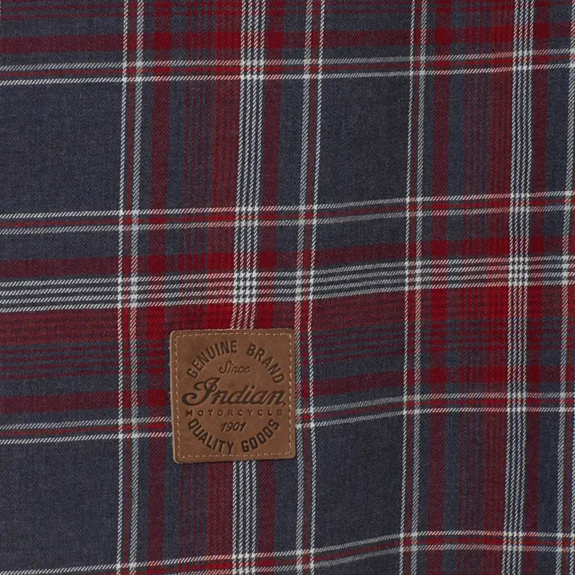 Indian Motorcycle Mens Springfield Plaid Shirt Button-Up Navy Blue