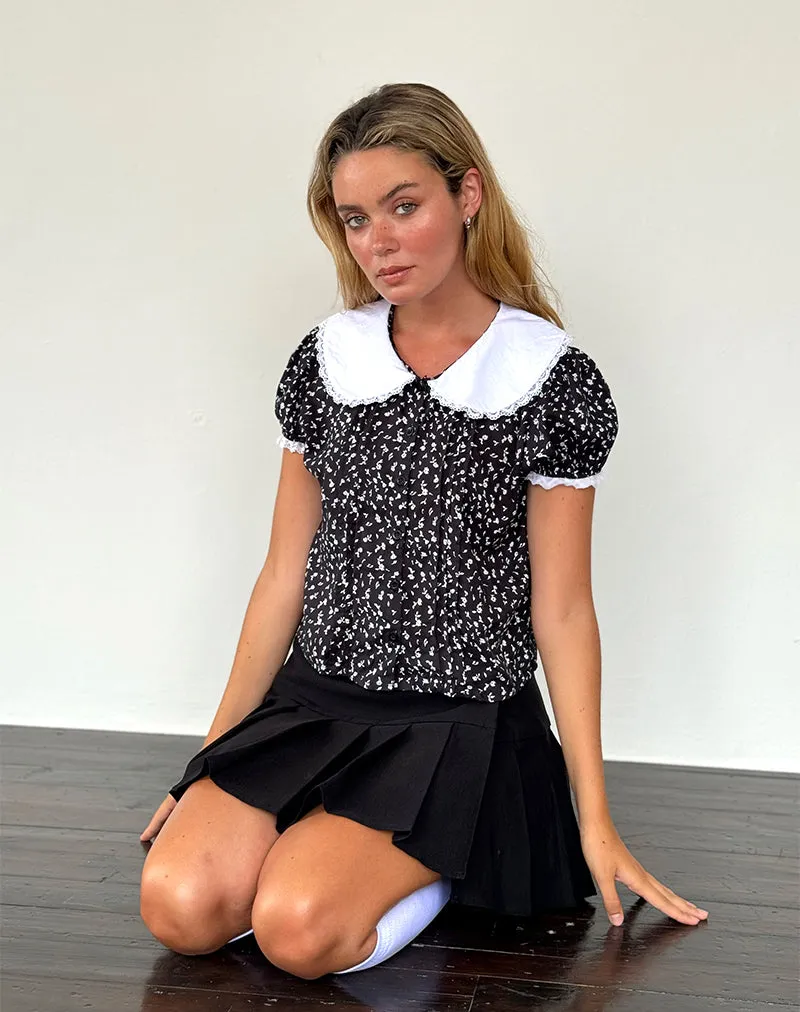 Jisoya Blouse in Black Ditsy Romance
