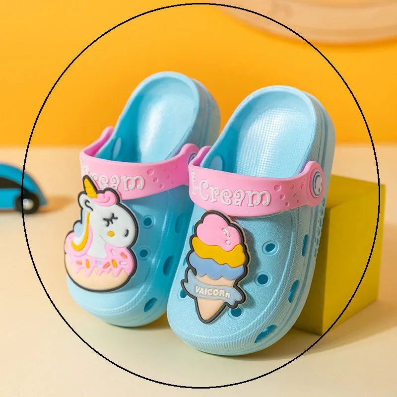 Kids sandals Boys Girls Mules Cartoon baby Sandals Flat Summer Unicorn Slippers Children's Garden Shoes