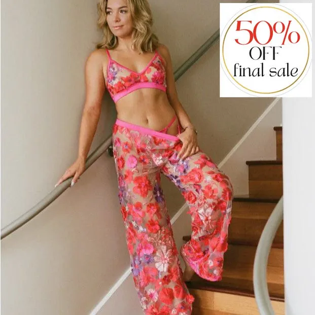 Kilo Brava Embrodiery Pants in Berry Floral 12153