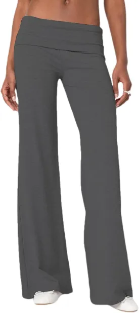 KMBANGI Women Skinny Pants Fold Over Bootcut Stretchy Yoga Flare Leggings Long Y2k Joggers Sweatpants Lounge Streetwear
