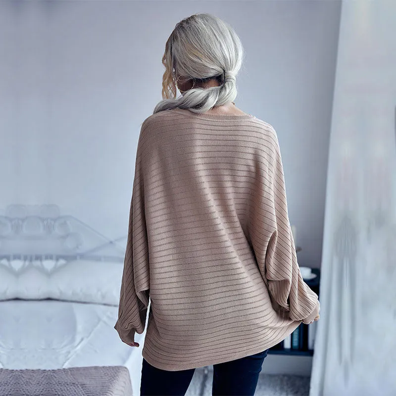 Knit Loose Solid Bat Sleeve Wholesale Sweater For Women
