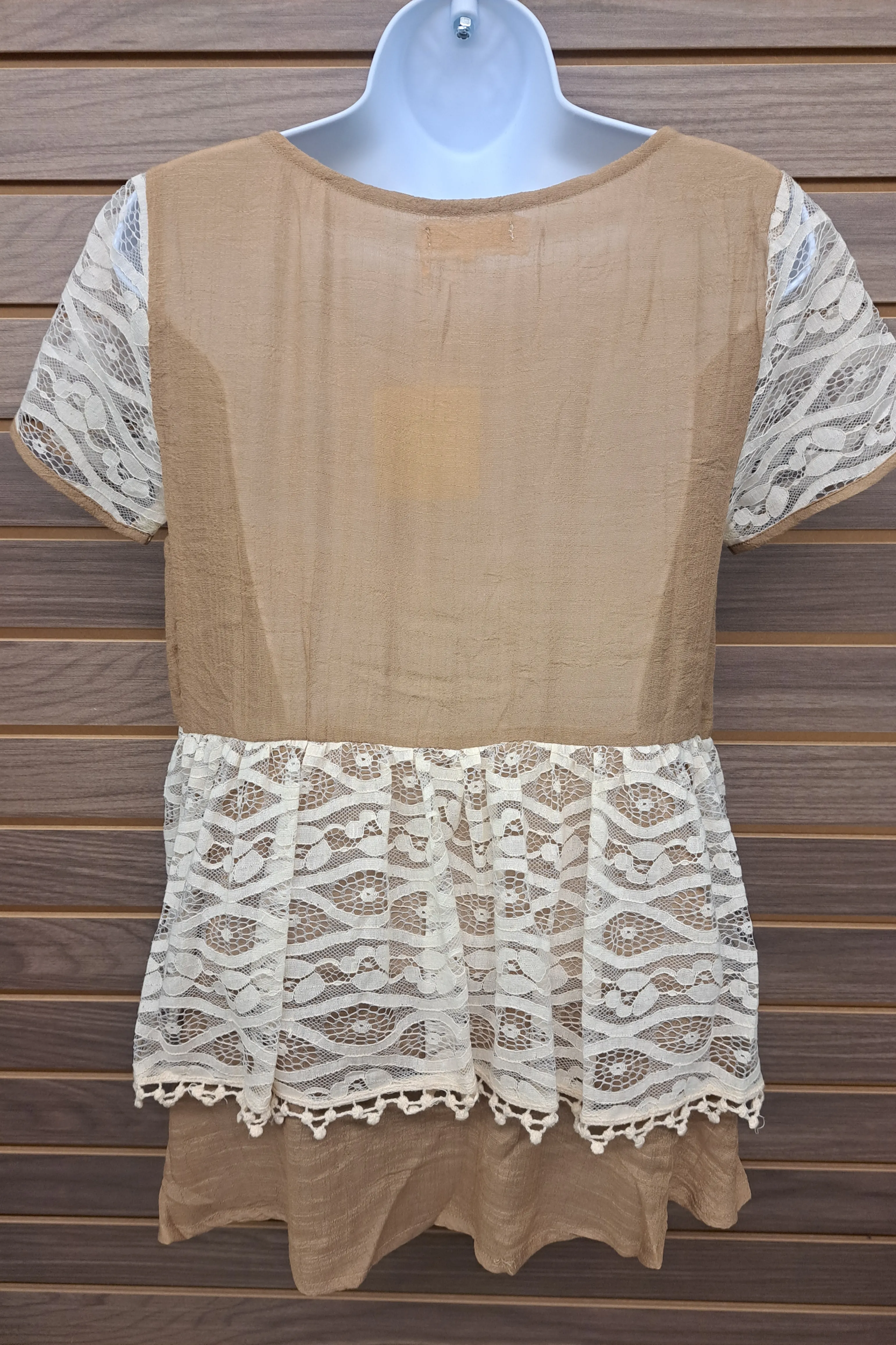 Lace khaki short sleeve