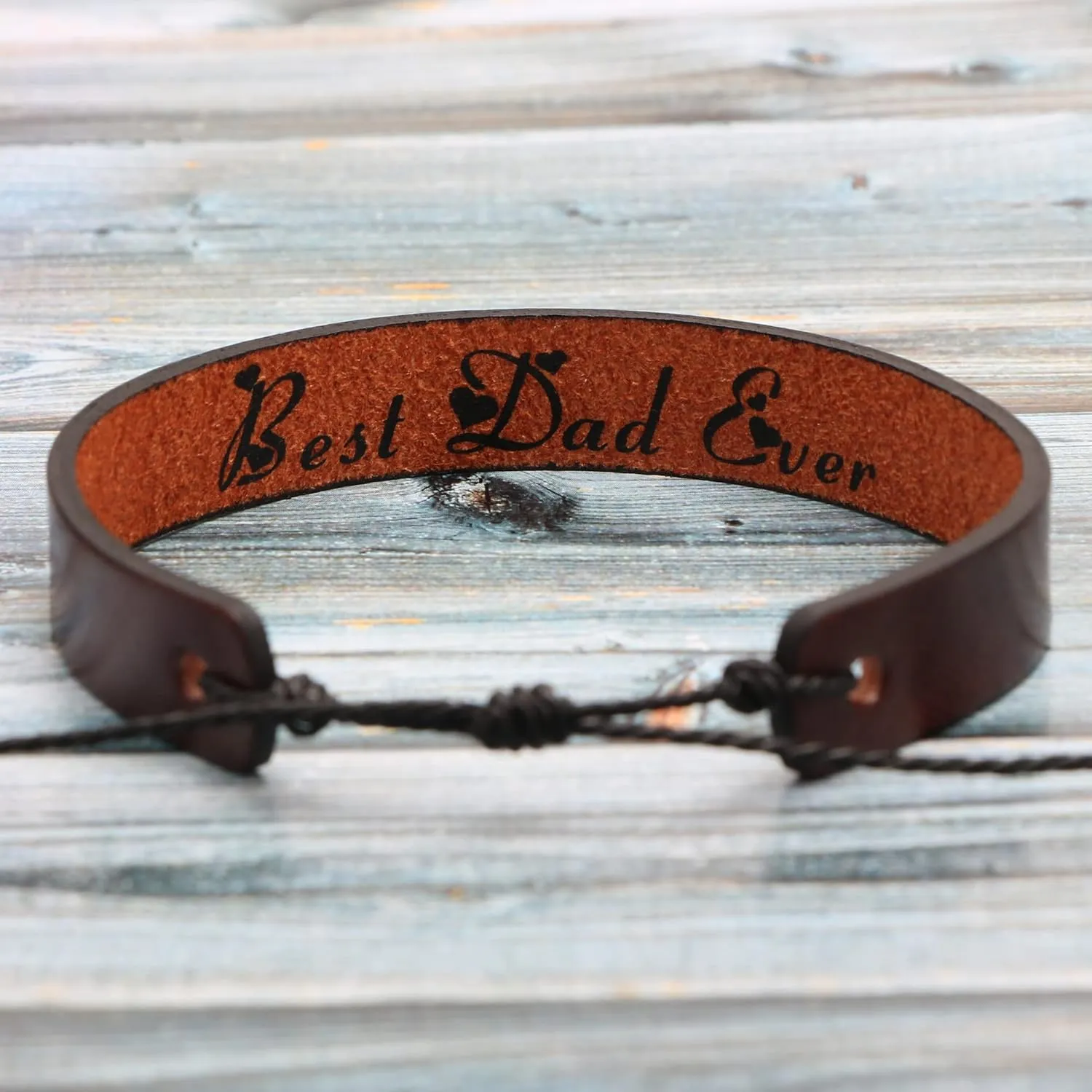 Leather Bracelets for Men Inspirational Encouragement Gifts for Him Teenager Religious Confirmation Anniversary Memorial Engraved Message Adjustable Brown Cuff Bracelet Christmas Father's Day Birthday Jewelry