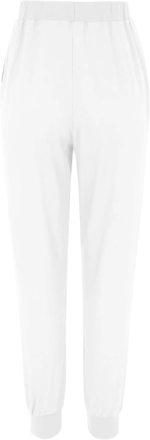 Linen Joggers for Women Casual Tapered Pants Elastic High Waist Cotton Linen Pants Drawstring Pants with Pockets Trousers