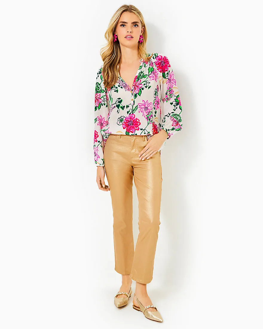 Liza Shimmer Crop Flare Jean