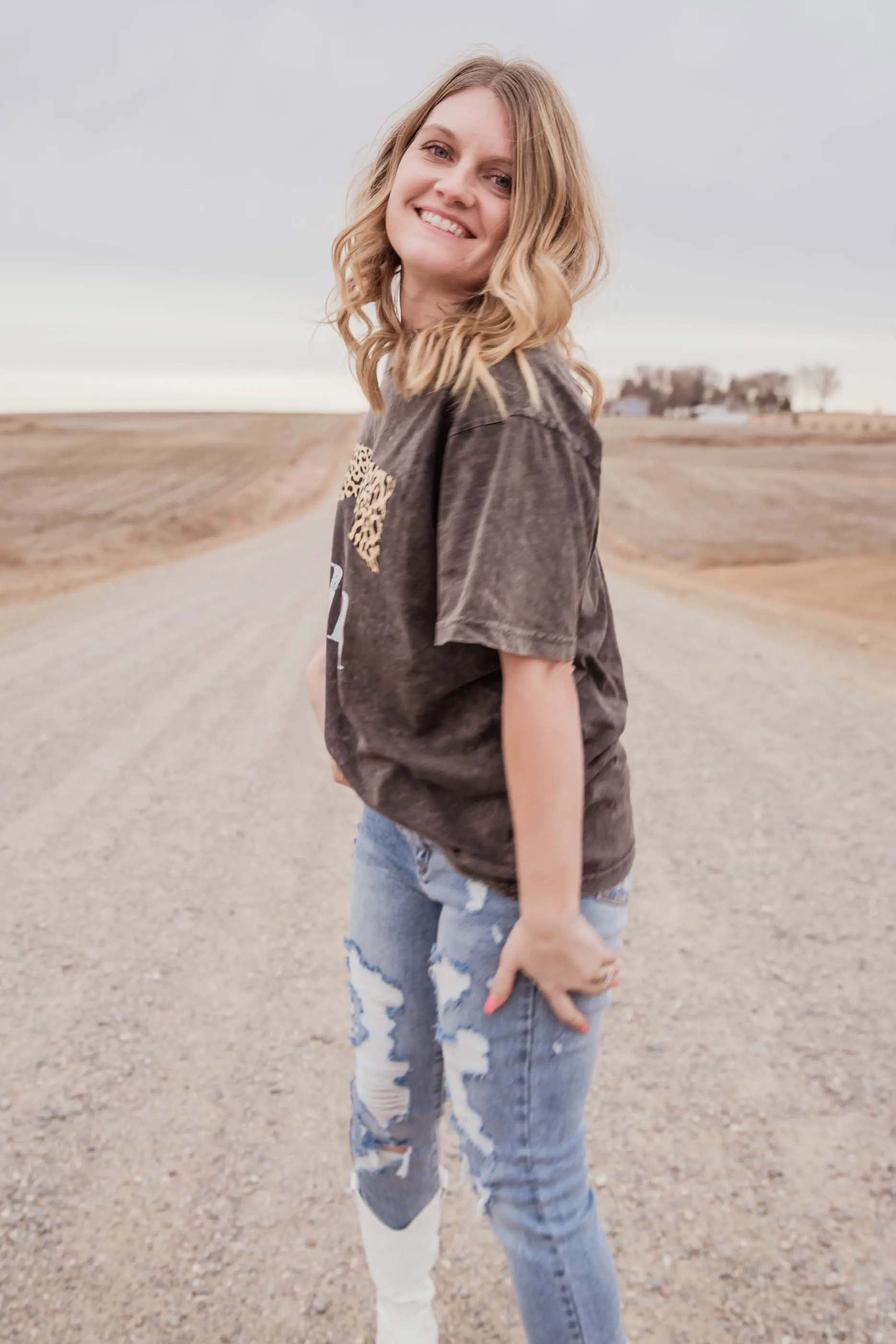 MaMa Leopard Vintage Wash T-Shirt - Black