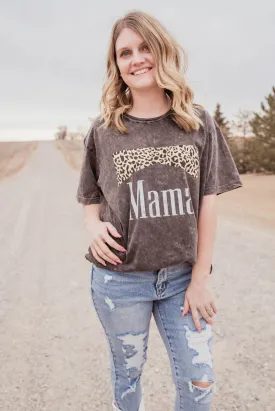 MaMa Leopard Vintage Wash T-Shirt - Black