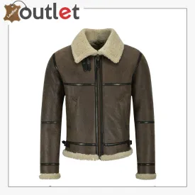 Men B3 Brown Air Force Leather Shearling Jacket
