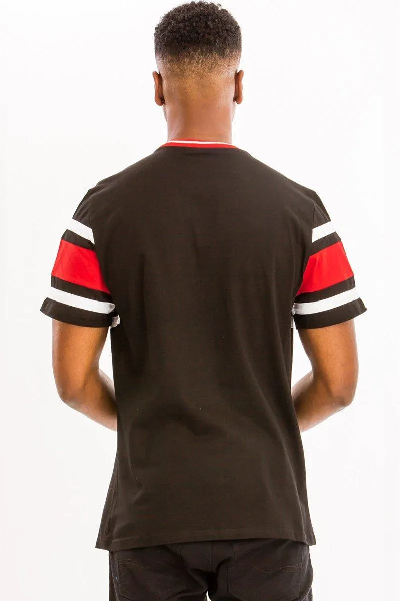 Mens Black Red Good Vibes Tee Shirt