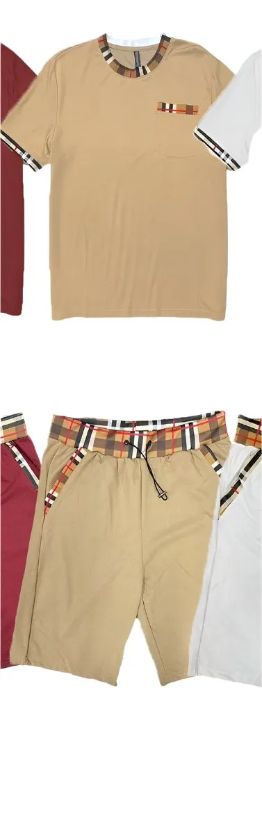 Mens Checkered Tshirt Short Set