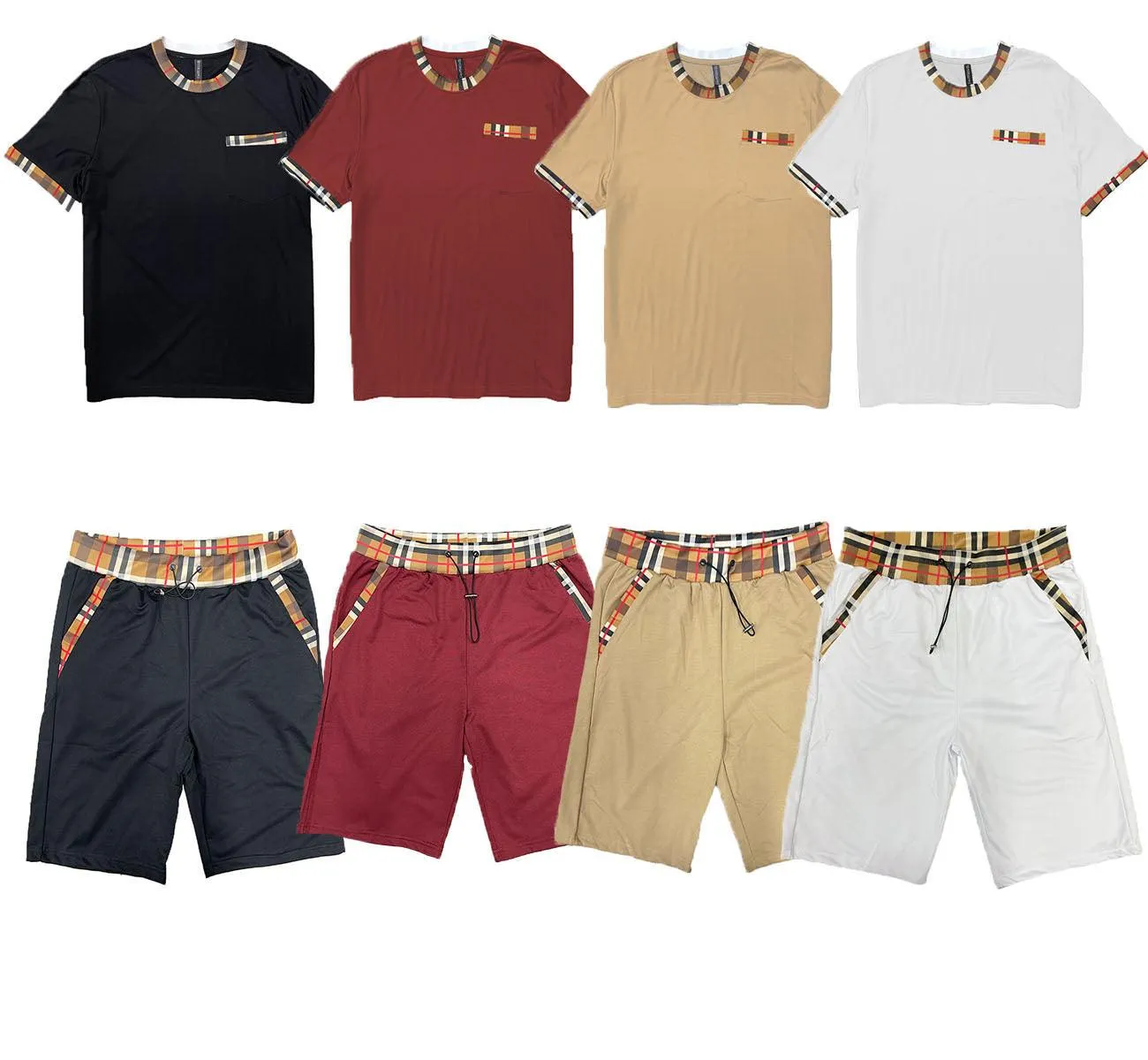 Mens Checkered Tshirt Short Set