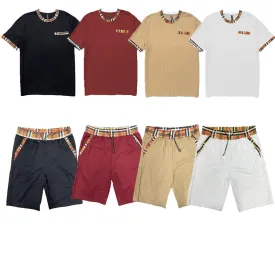Mens Checkered Tshirt Short Set