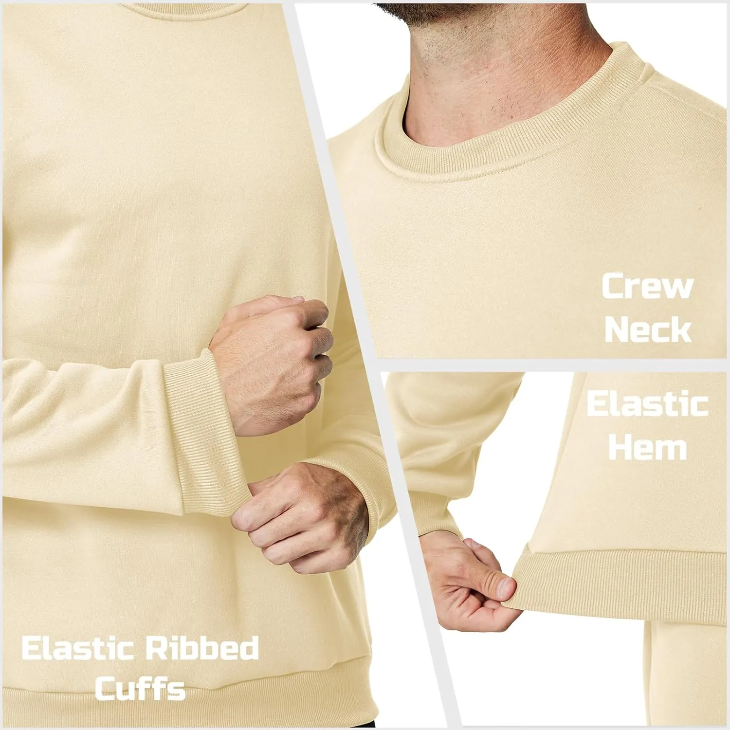 Men's Crewneck Sweatshirt Casual Long Sleeve Sweat Shirts Athletic Fleece Basic Pullover Shirts