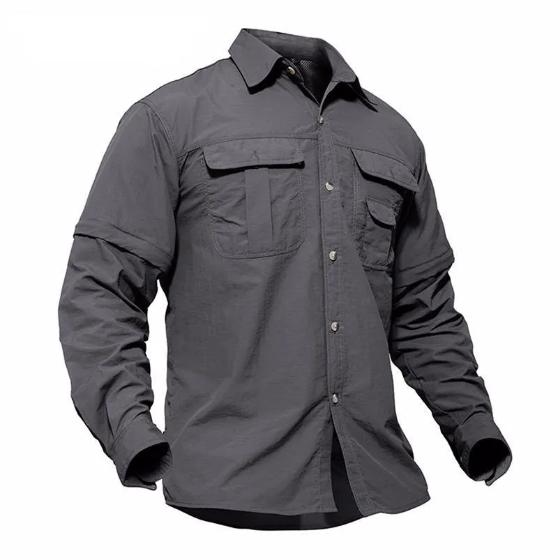Men's Military Hiker Style Shirt Men Removable Sleeve Quick Dry