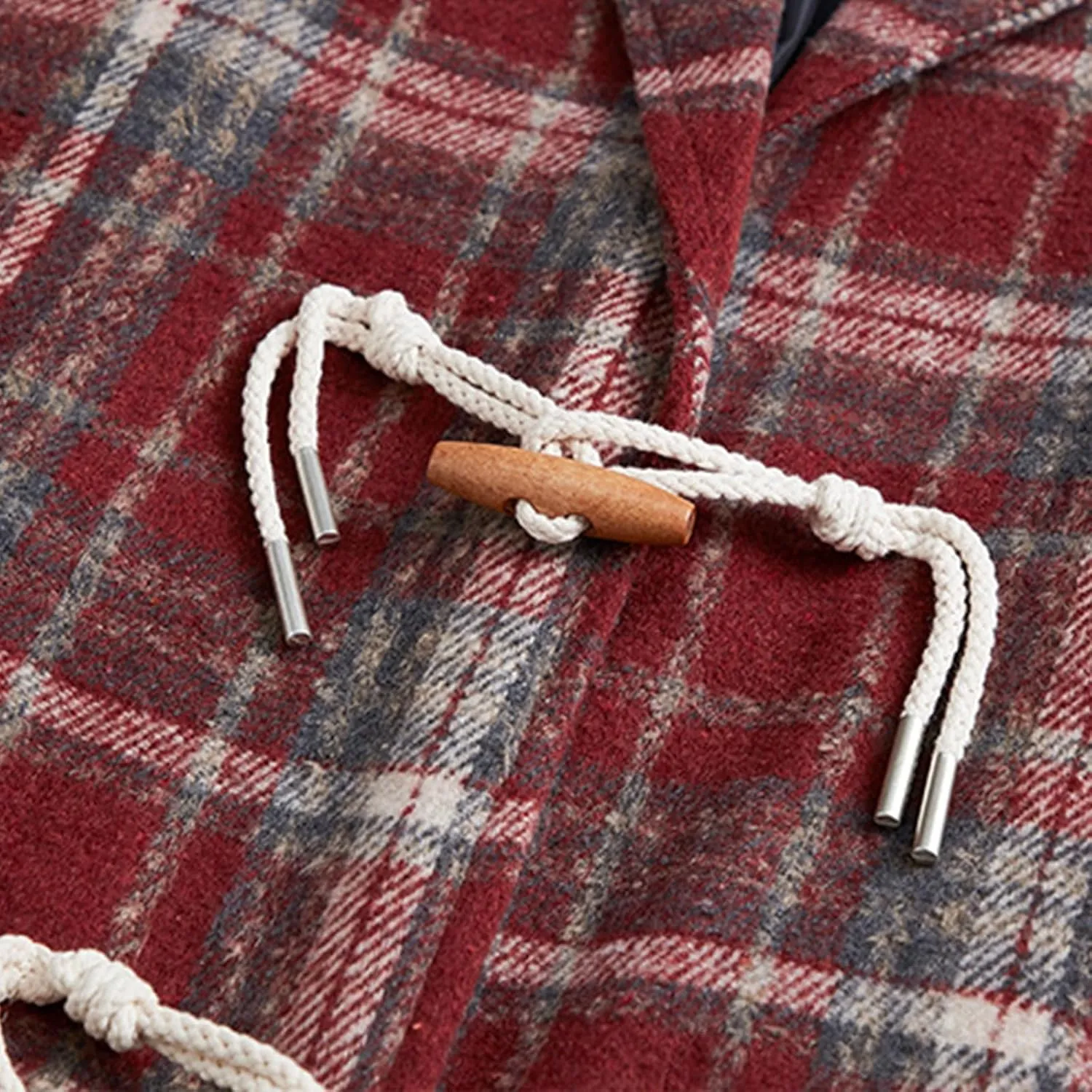 Mens Peacoat Jacket Fashion Plaid Wool Blend Pea Coat Winter Plus Size Lapel Single Overcoat Long Trench Coat