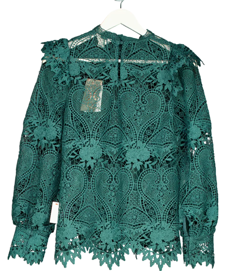 Monsoon Lilly Lace Blouse Green UK 10