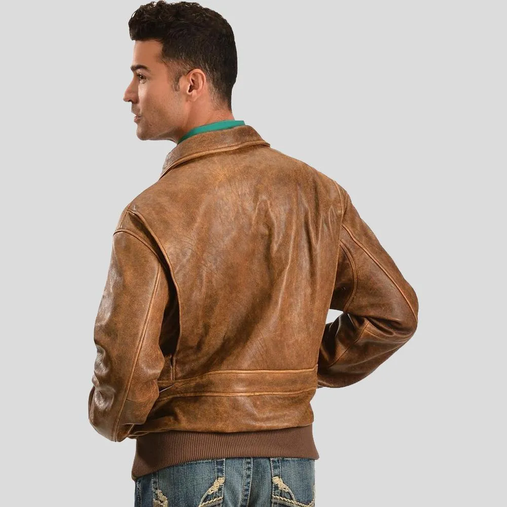 Mord Brown Bomber Leather Jacket