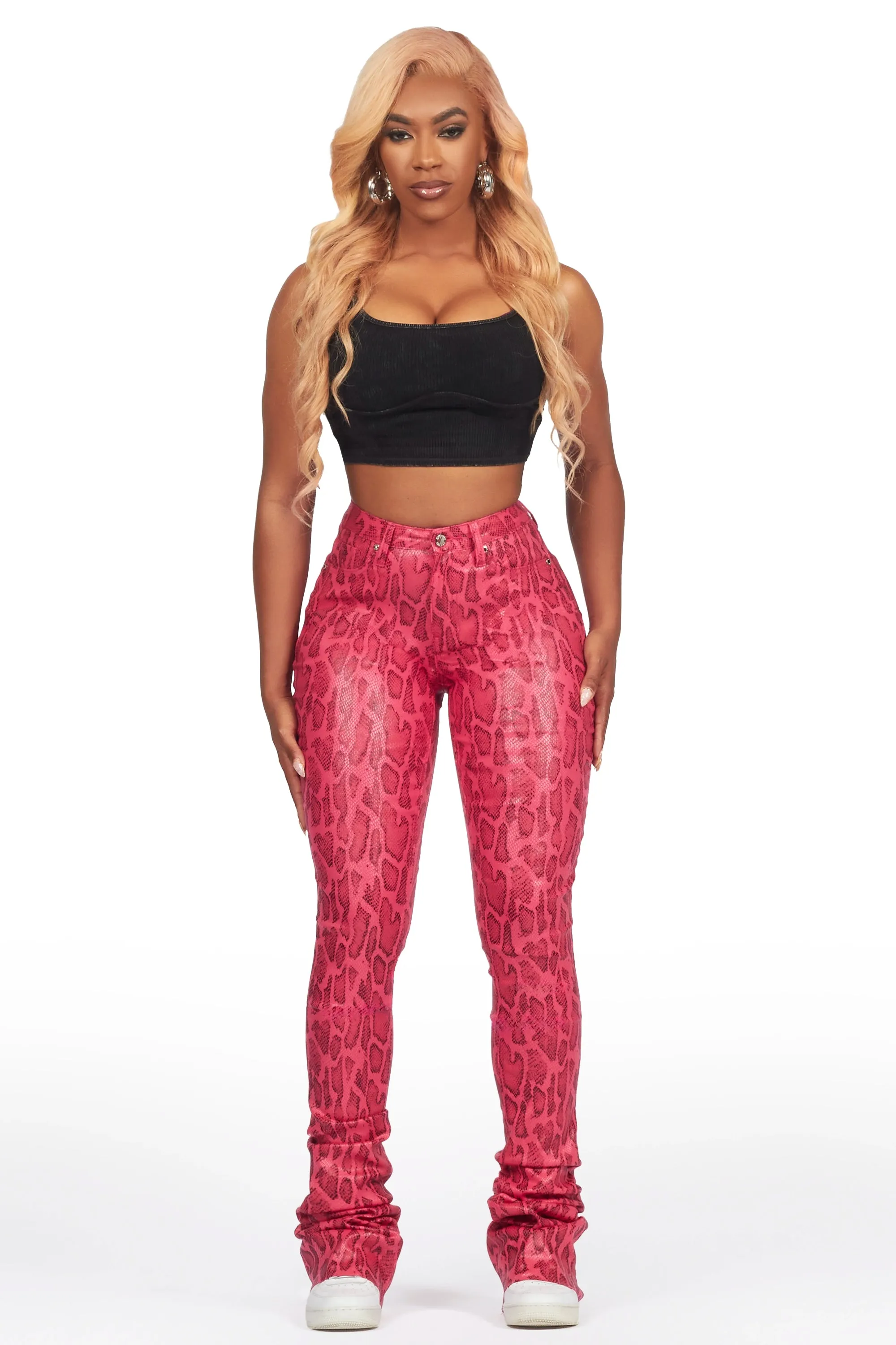 Neriah Pink Snake Super Stacked Pant