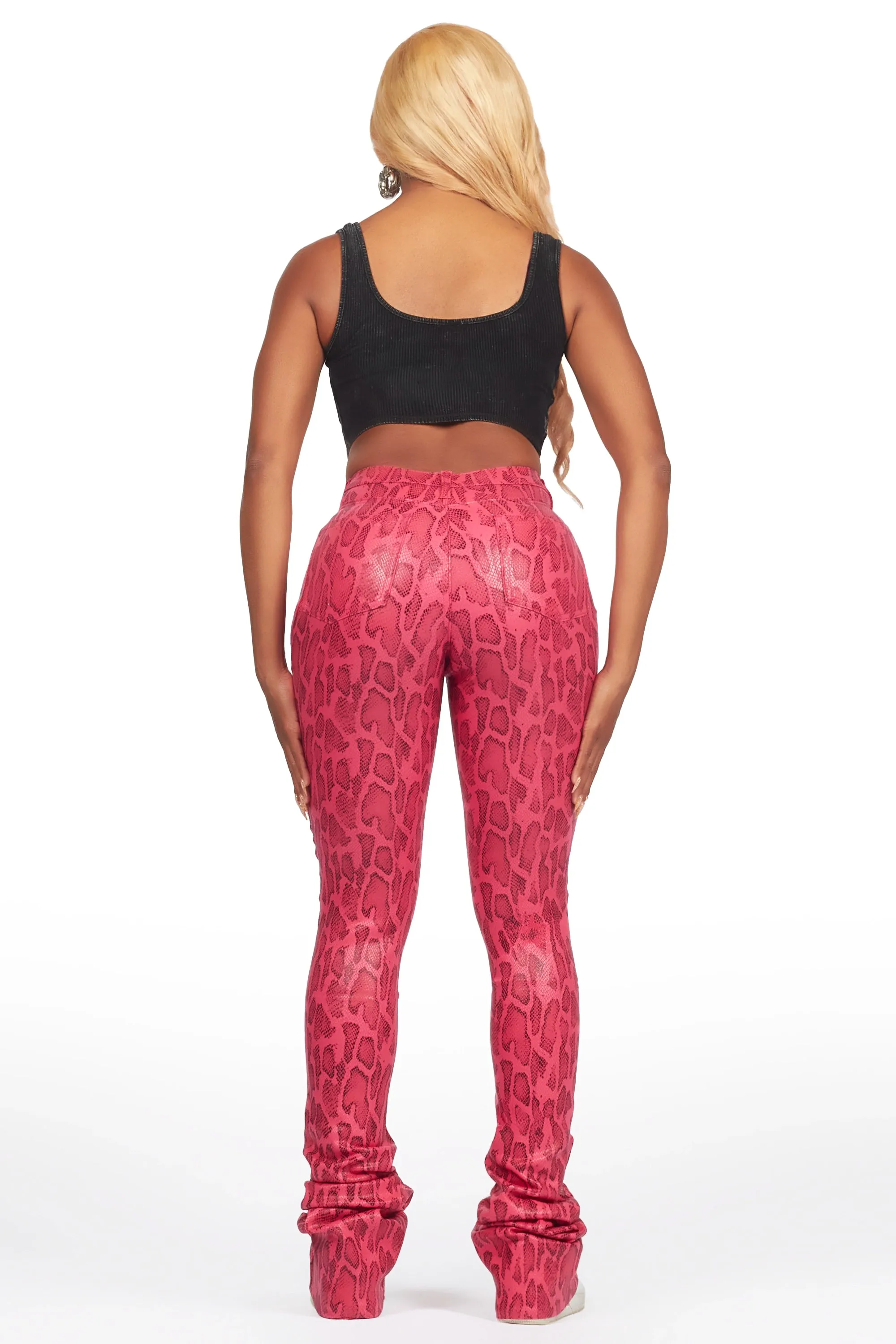 Neriah Pink Snake Super Stacked Pant