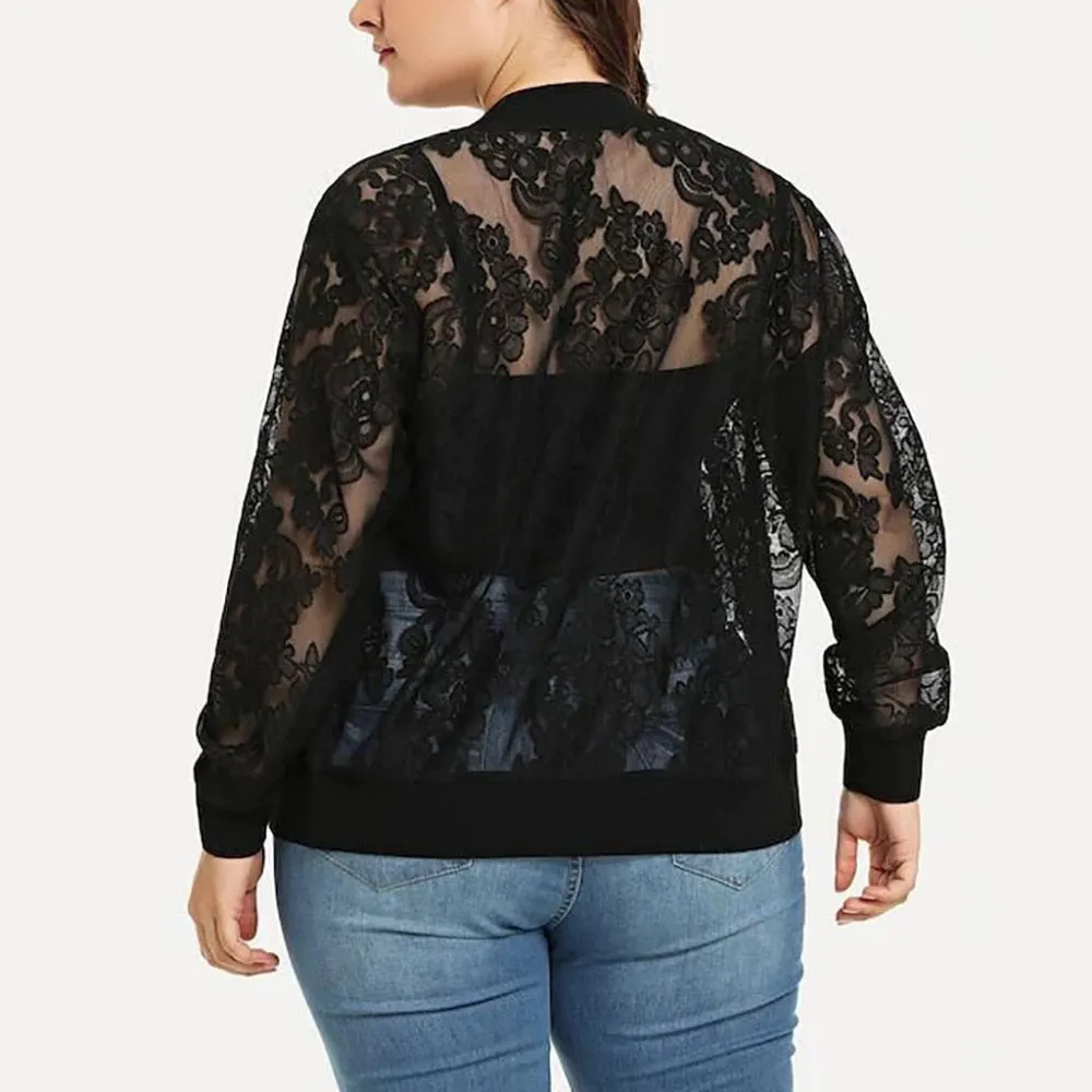 New Arrival Solid Casual Lace Loose Shawl Cardigan Top Blouse