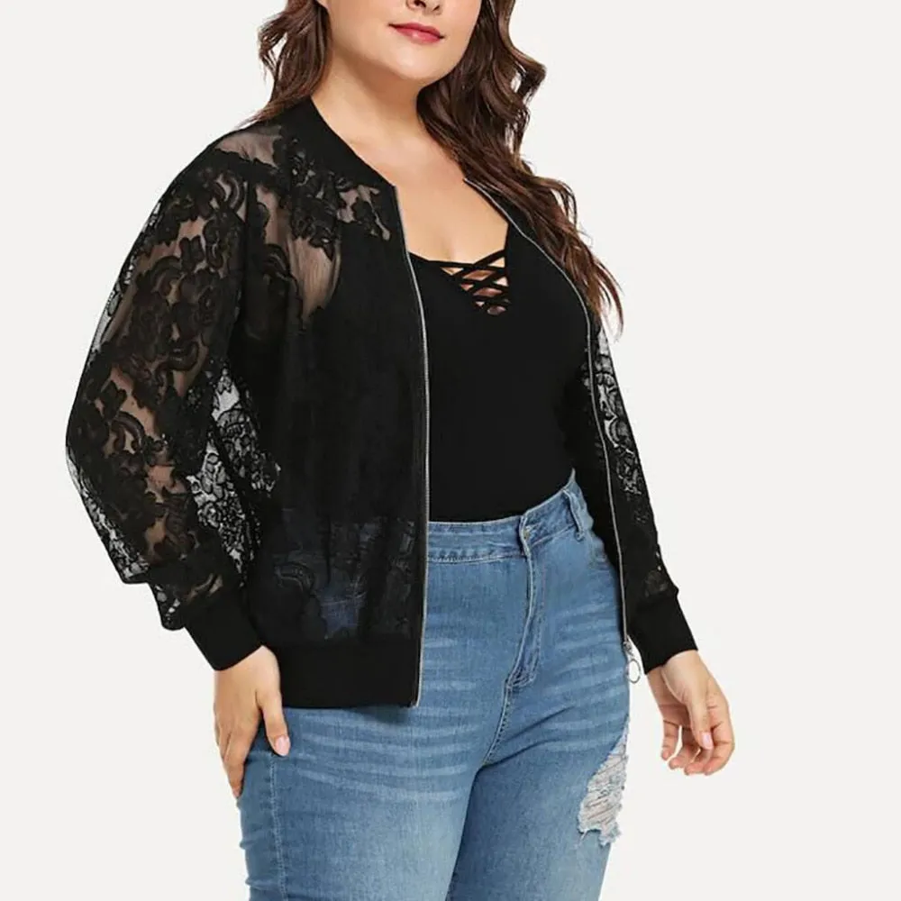 New Arrival Solid Casual Lace Loose Shawl Cardigan Top Blouse