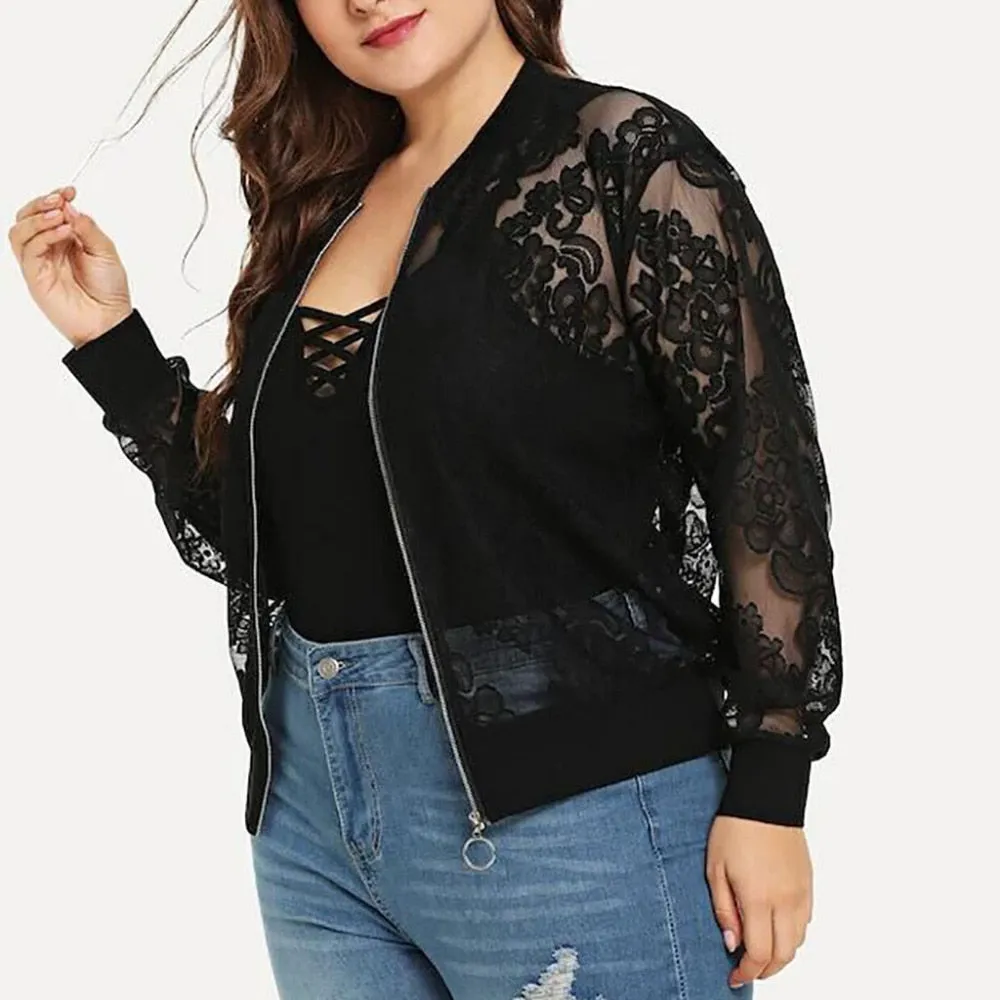 New Arrival Solid Casual Lace Loose Shawl Cardigan Top Blouse