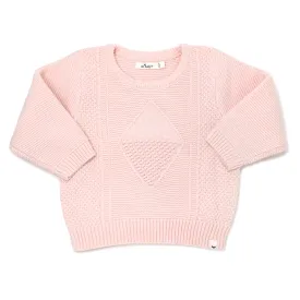 oh baby! Knitted Basket Sweater - Vintage Pink