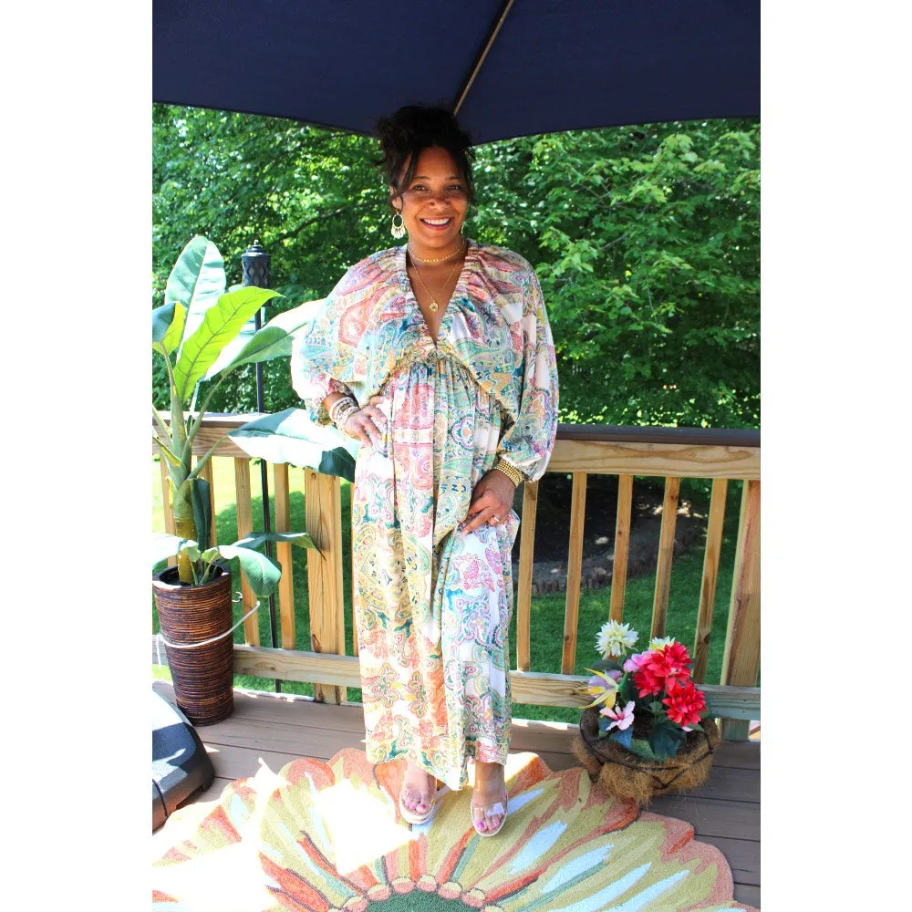 Paisley Satin Dreams Maxi Dress