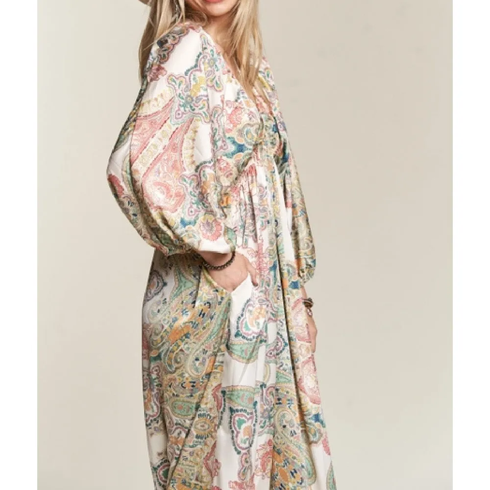 Paisley Satin Dreams Maxi Dress