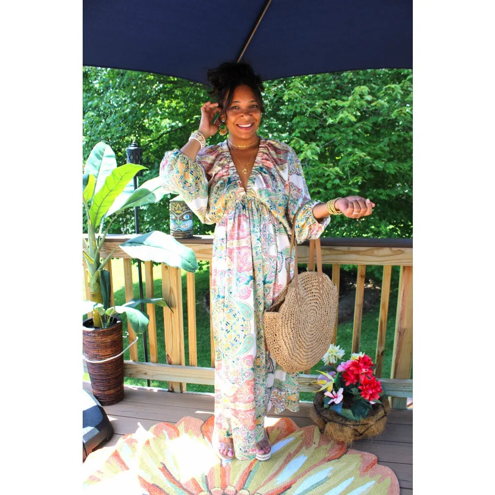 Paisley Satin Dreams Maxi Dress