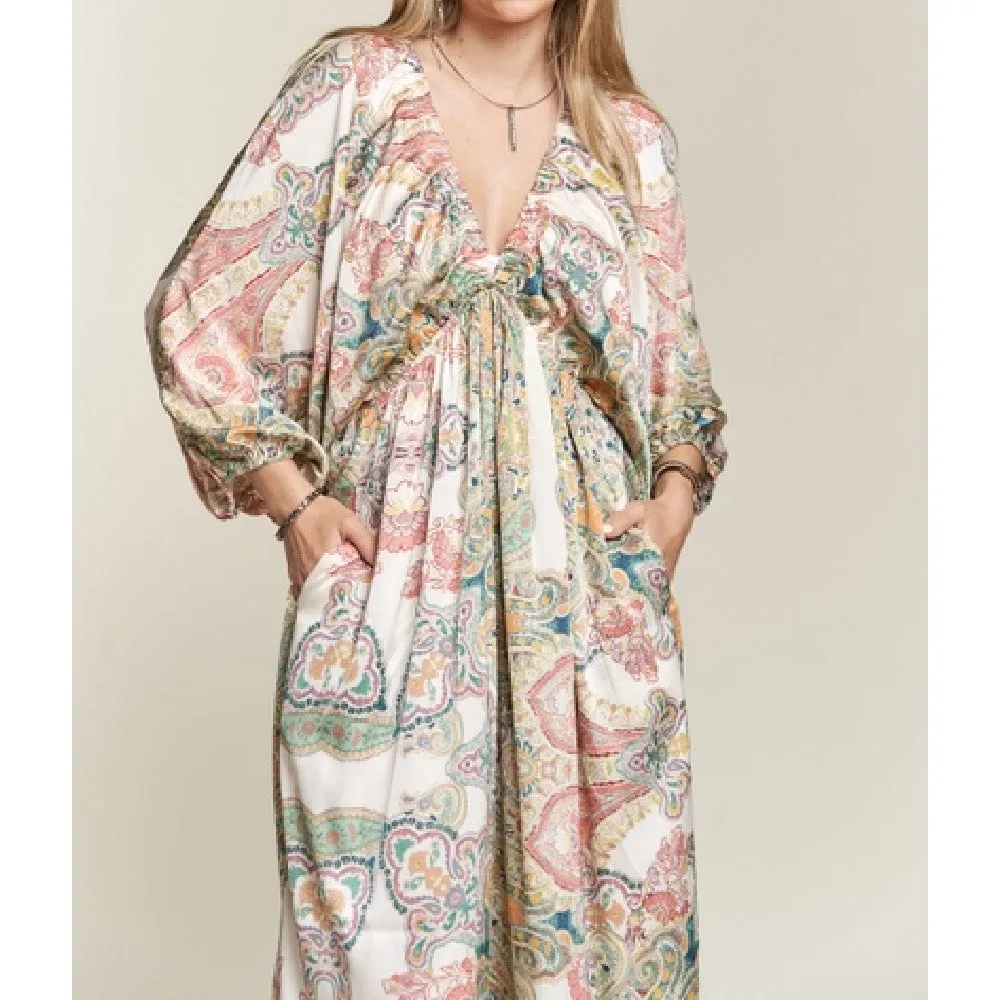 Paisley Satin Dreams Maxi Dress