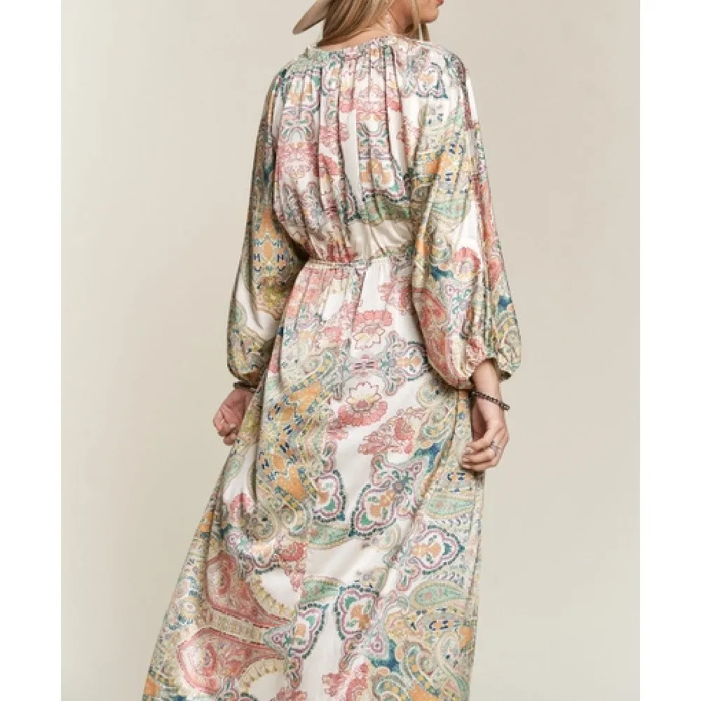 Paisley Satin Dreams Maxi Dress