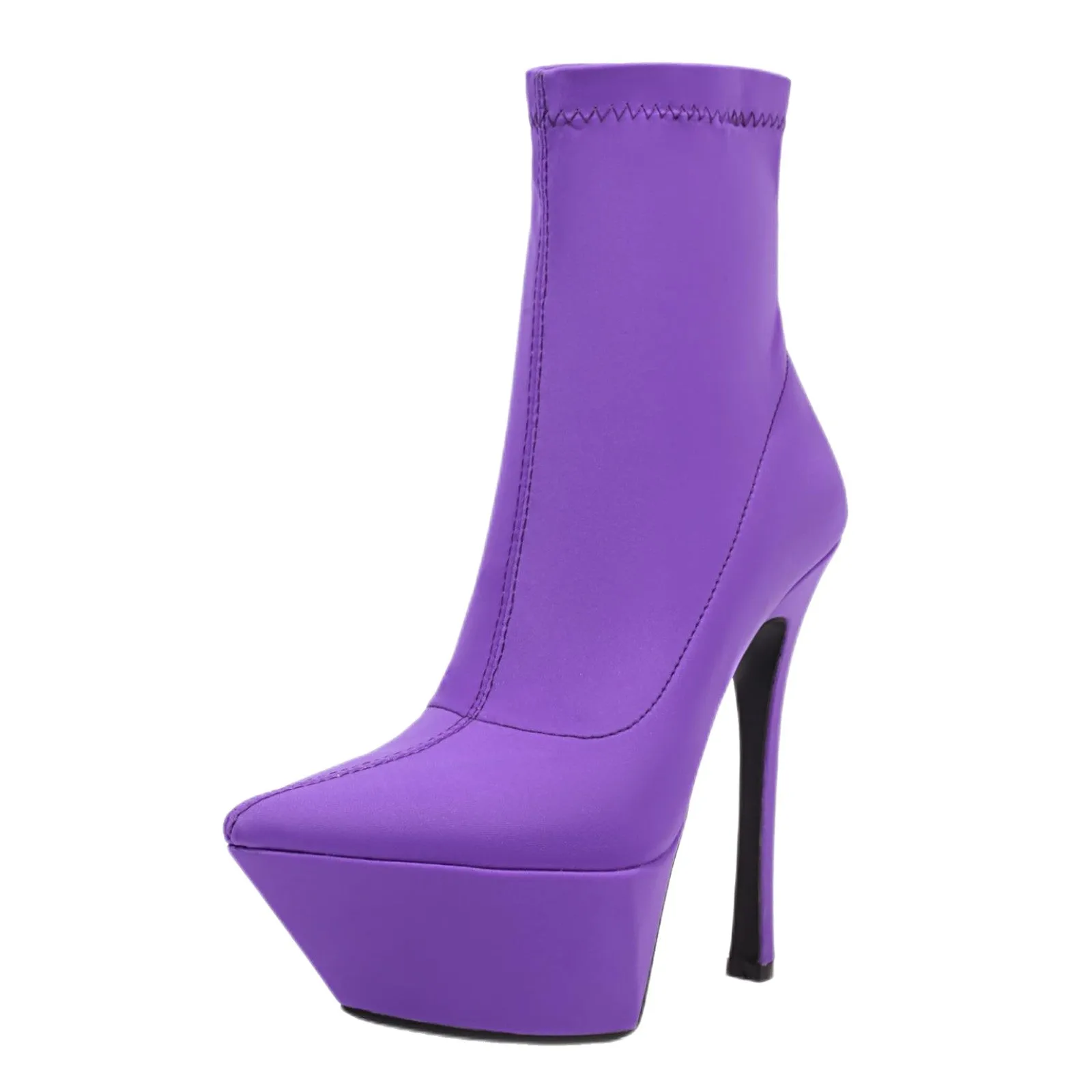 Pointy Platform Ankle Boots Stiletto High Heels Sock Short Booties for Women