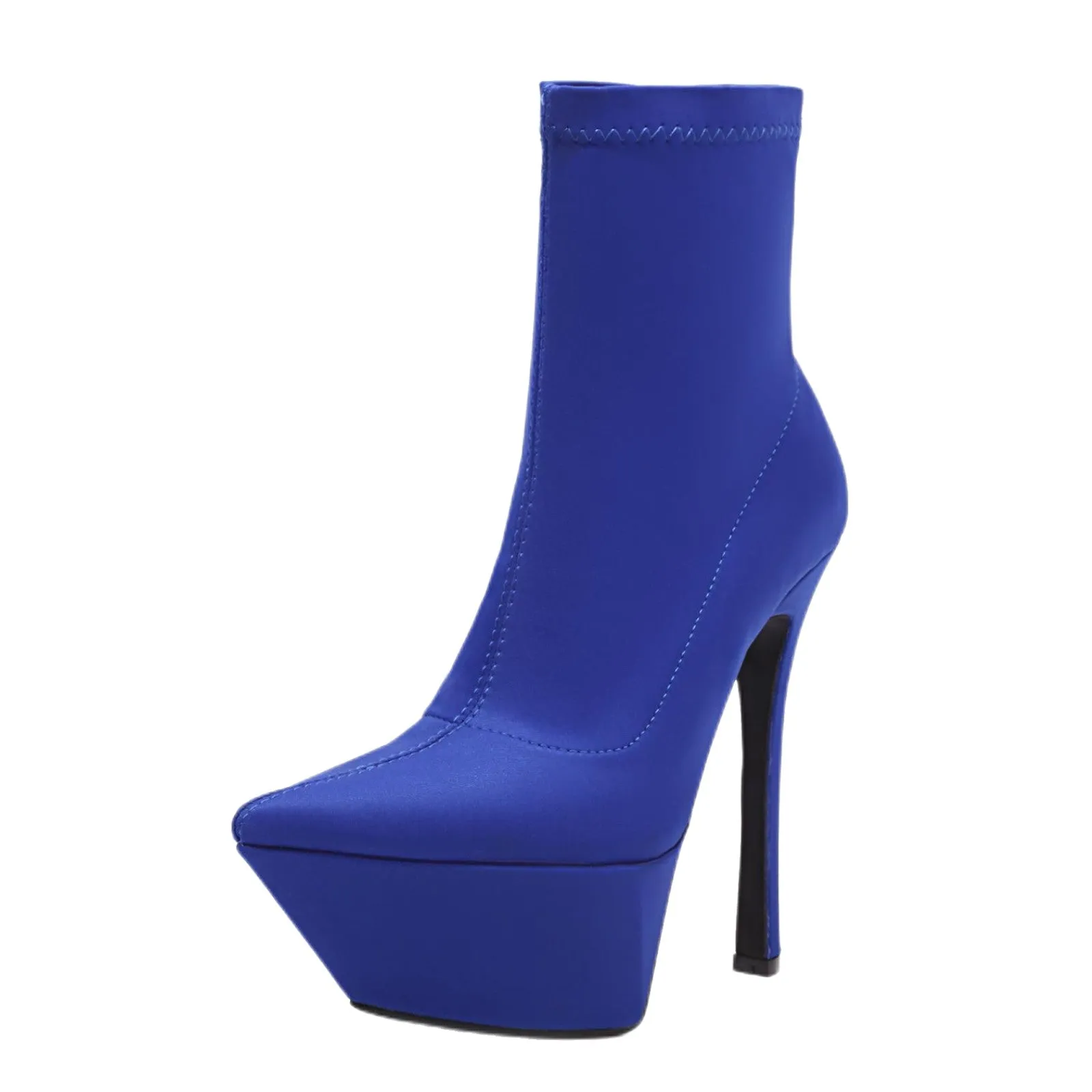 Pointy Platform Ankle Boots Stiletto High Heels Sock Short Booties for Women